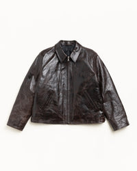 LEATHER CARMEL WORK JACKET